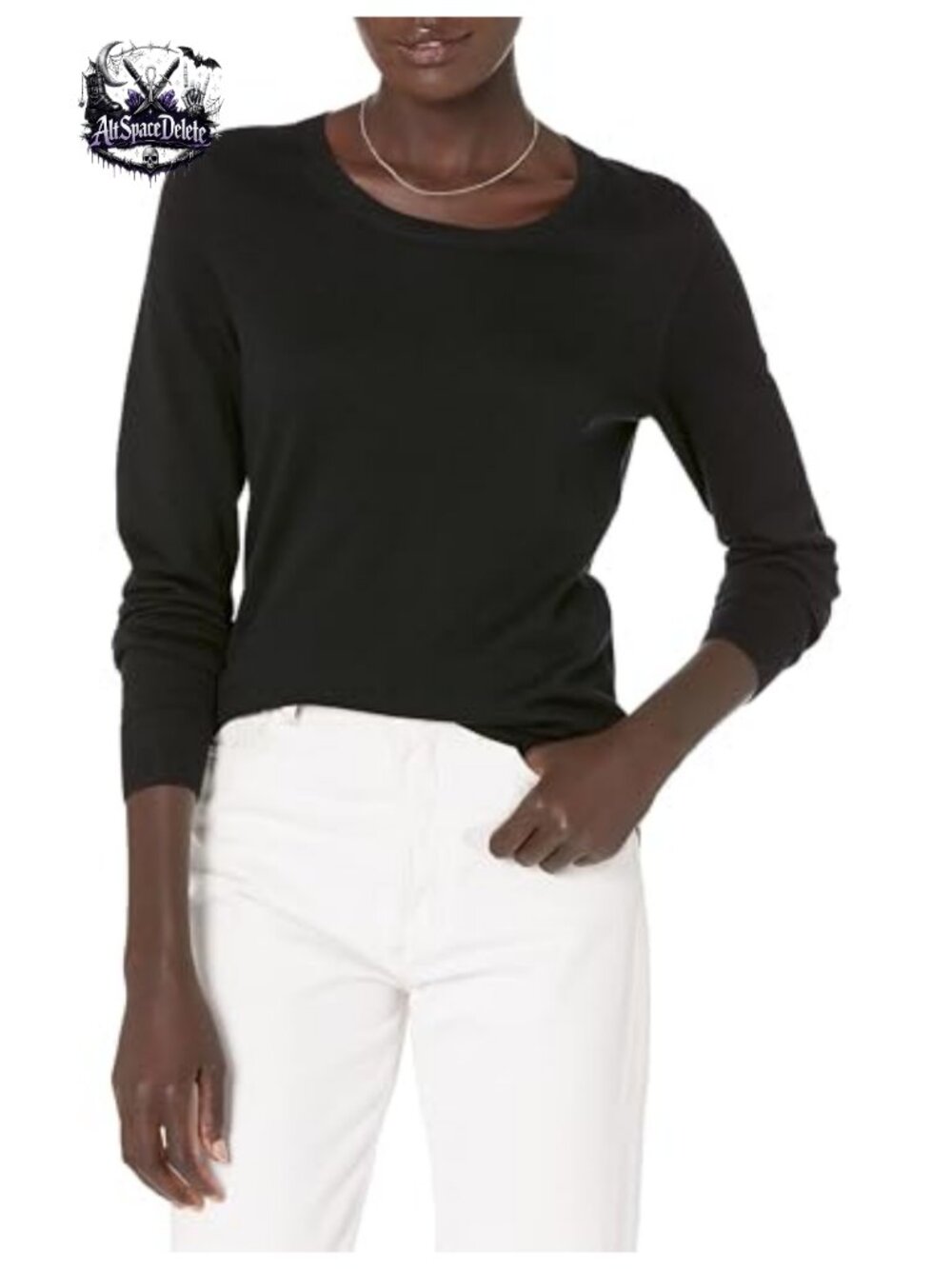Women's Long-Sleeve Lightweight Crewneck Sweater Cotton Blend Pullover